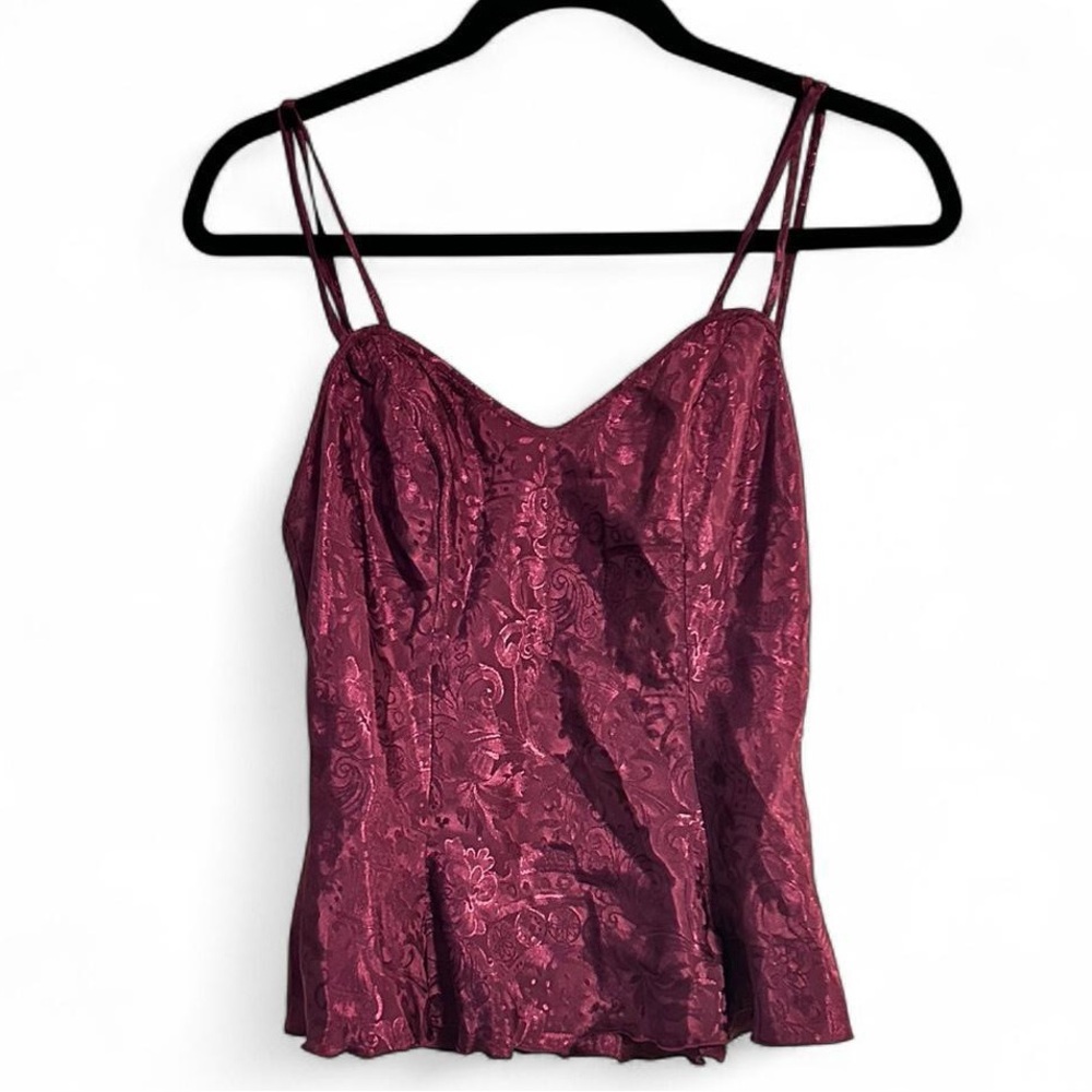 90s Victoria’s Secret Gold Label Jacquard Camisole – Burgundy | Size S
